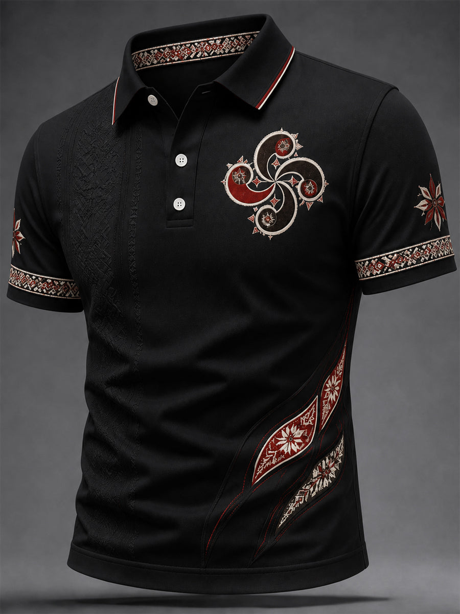 Blusa casual estampada com motivos bascos para homens