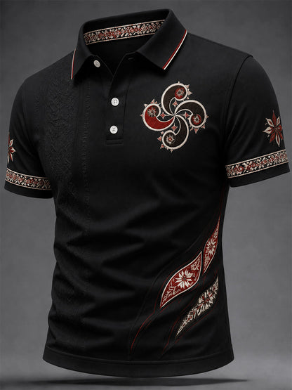 Blusa casual estampada com motivos bascos para homens