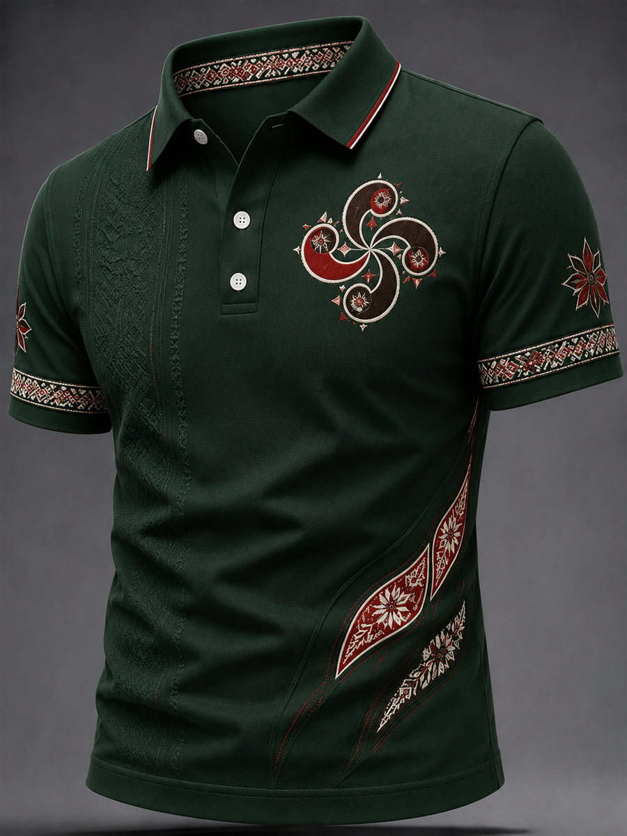 Blusa casual estampada com motivos bascos para homens