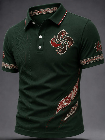 Blusa casual estampada com motivos bascos para homens