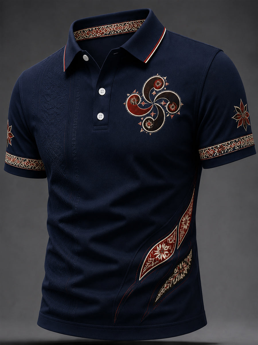 Blusa casual estampada com motivos bascos para homens