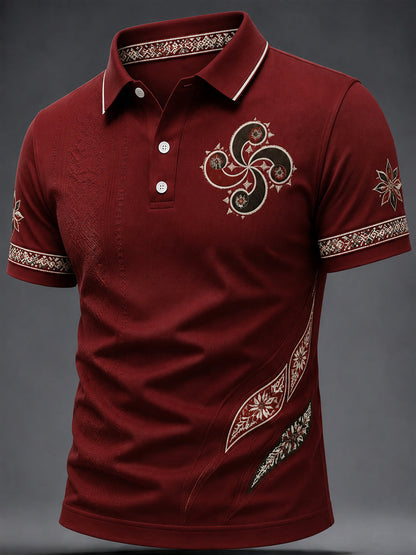 Blusa casual estampada com motivos bascos para homens