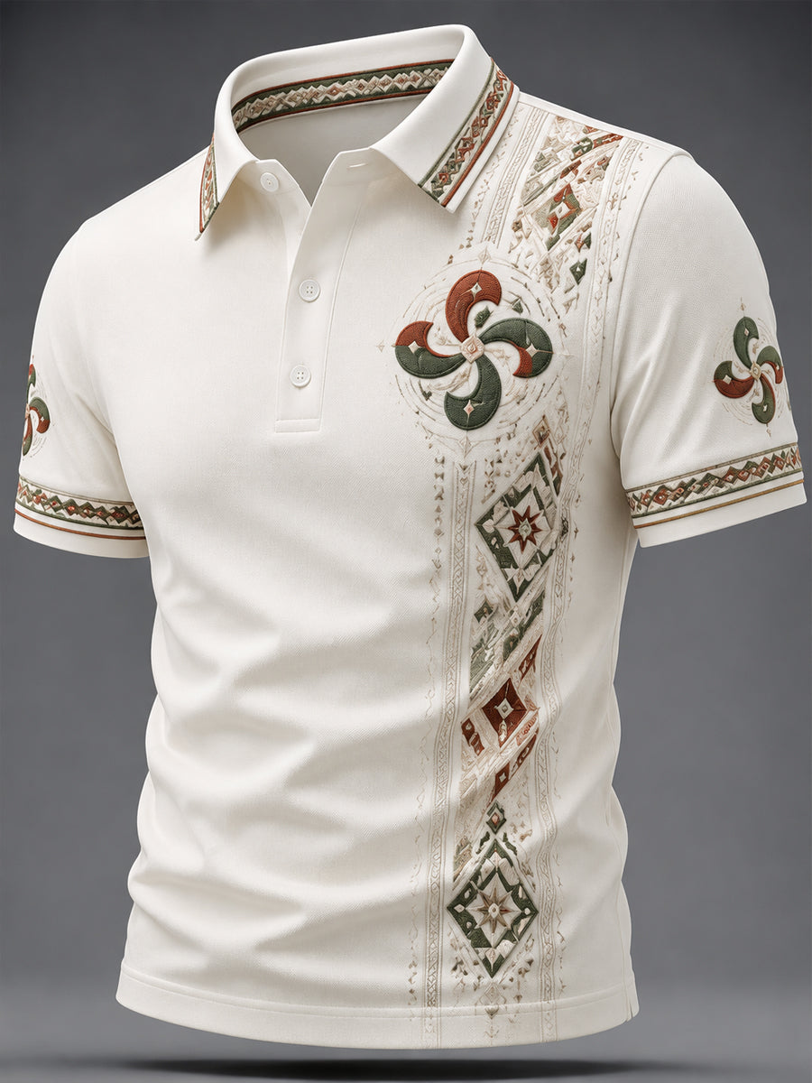 Blusa casual estampada com motivos bascos para homens
