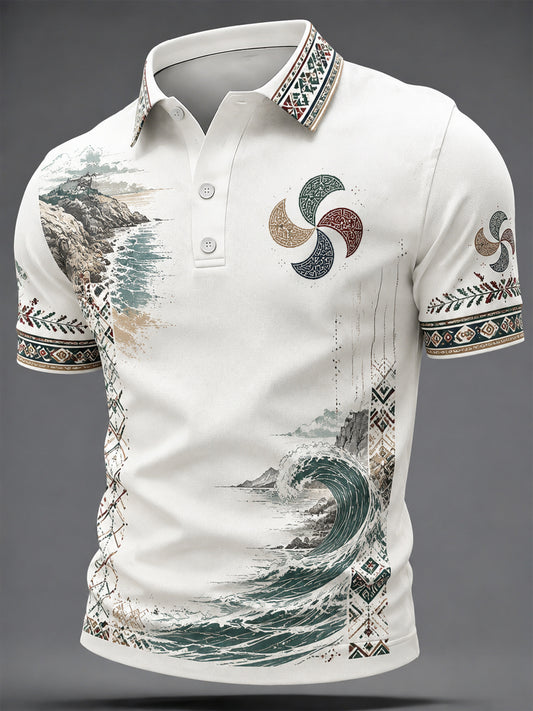Blusa casual estampada com motivos bascos para homens