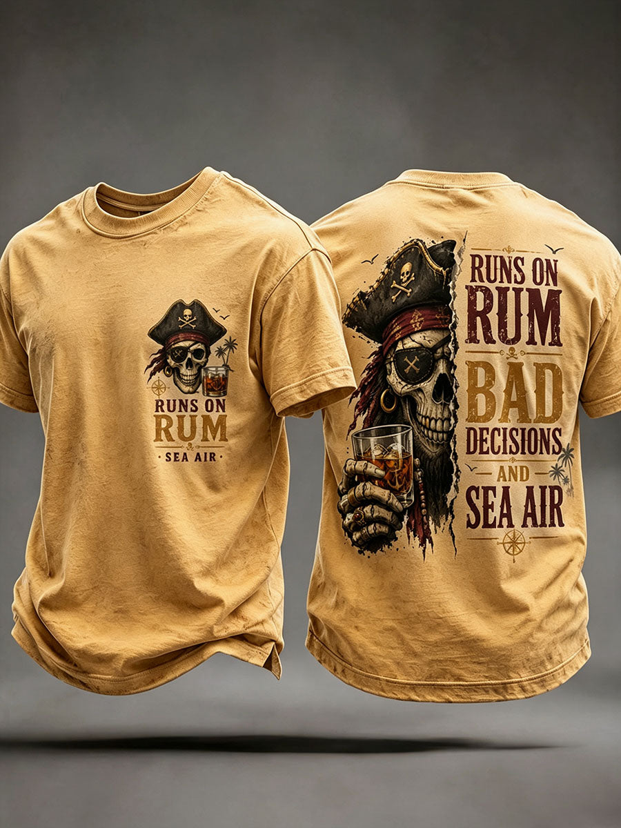 Camisetas masculinas 'funciona em rum, más decisões e Sea Air"