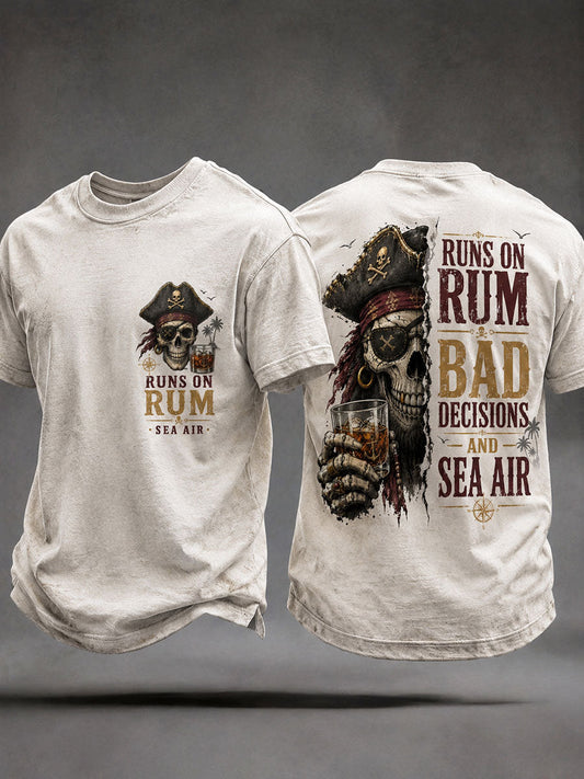 Camisetas masculinas 'funciona em rum, más decisões e Sea Air"