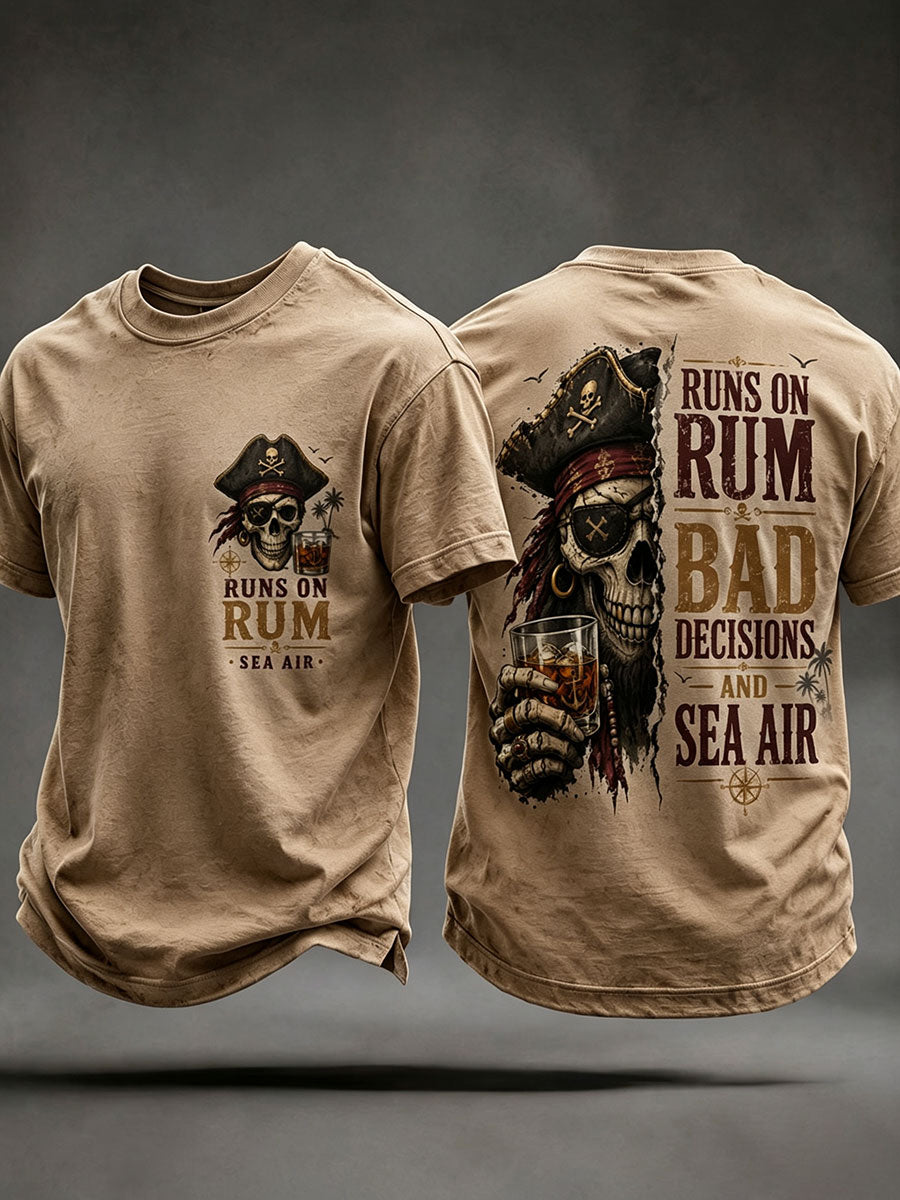 Camisetas masculinas 'funciona em rum, más decisões e Sea Air"