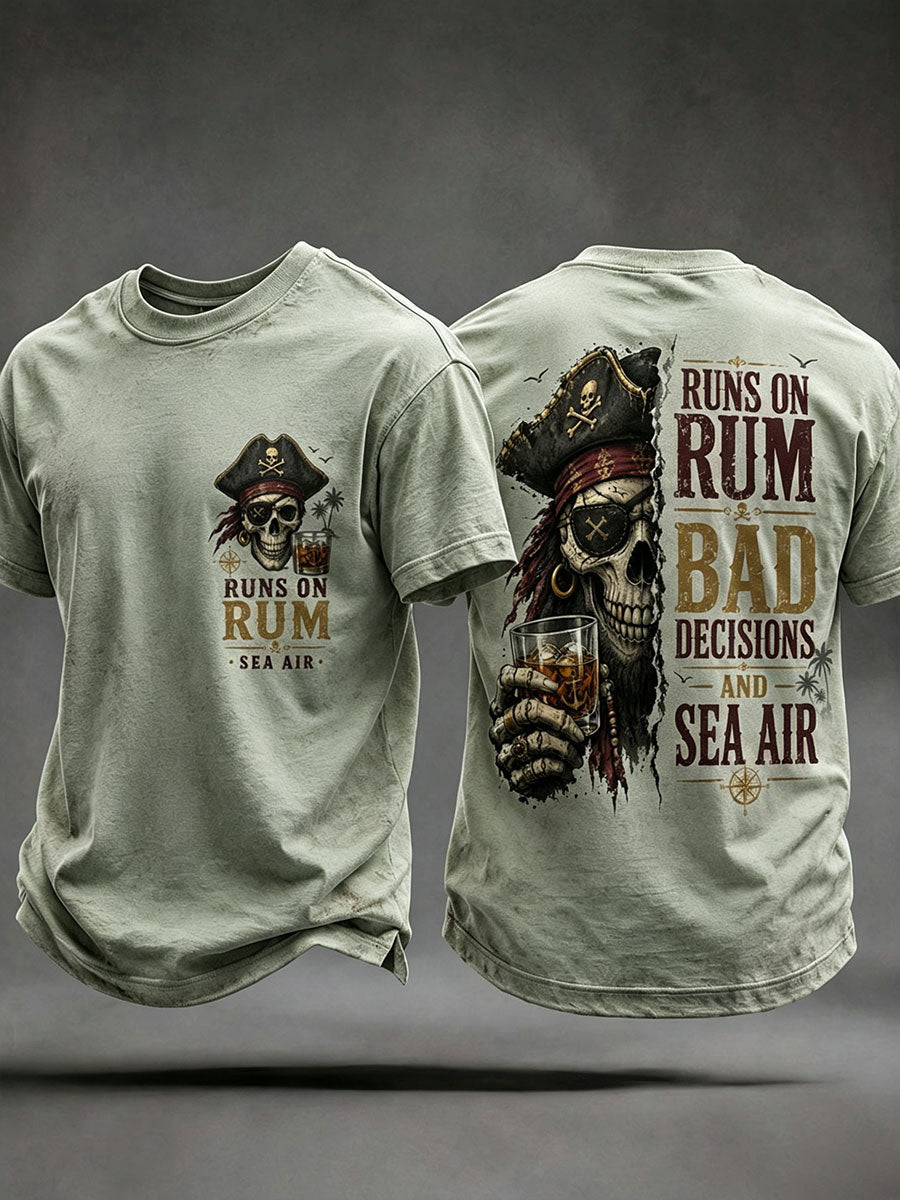 Camisetas masculinas 'funciona em rum, más decisões e Sea Air"