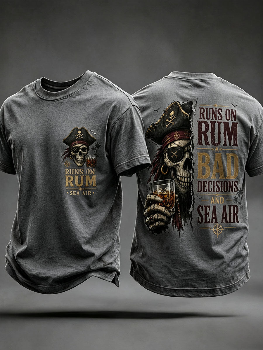 Camisetas masculinas 'funciona em rum, más decisões e Sea Air"