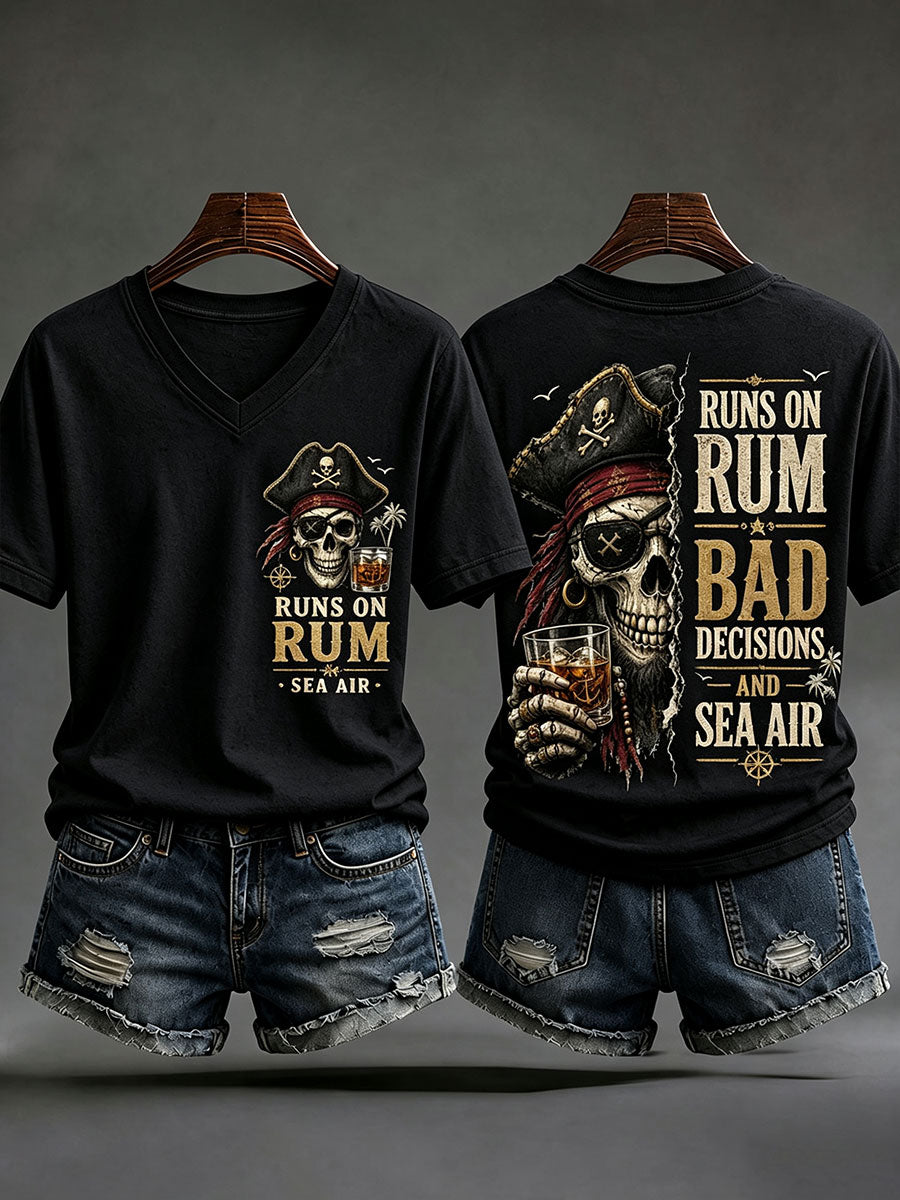 Camisetas em V-Neck 'funciona com rum, más decisões e ar marinho 'das mulheres