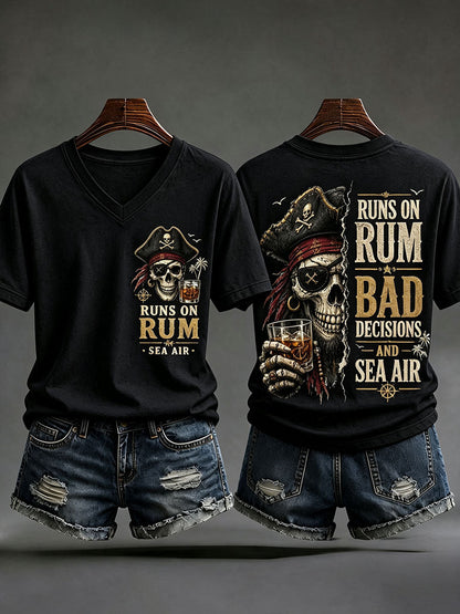 Camisetas em V-Neck 'funciona com rum, más decisões e ar marinho 'das mulheres