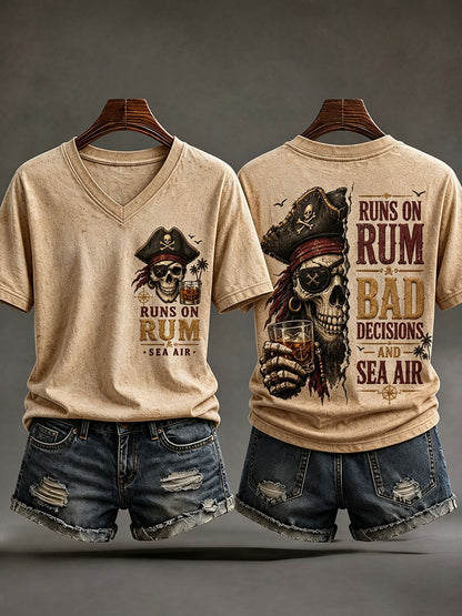Camisetas em V-Neck 'funciona com rum, más decisões e ar marinho 'das mulheres