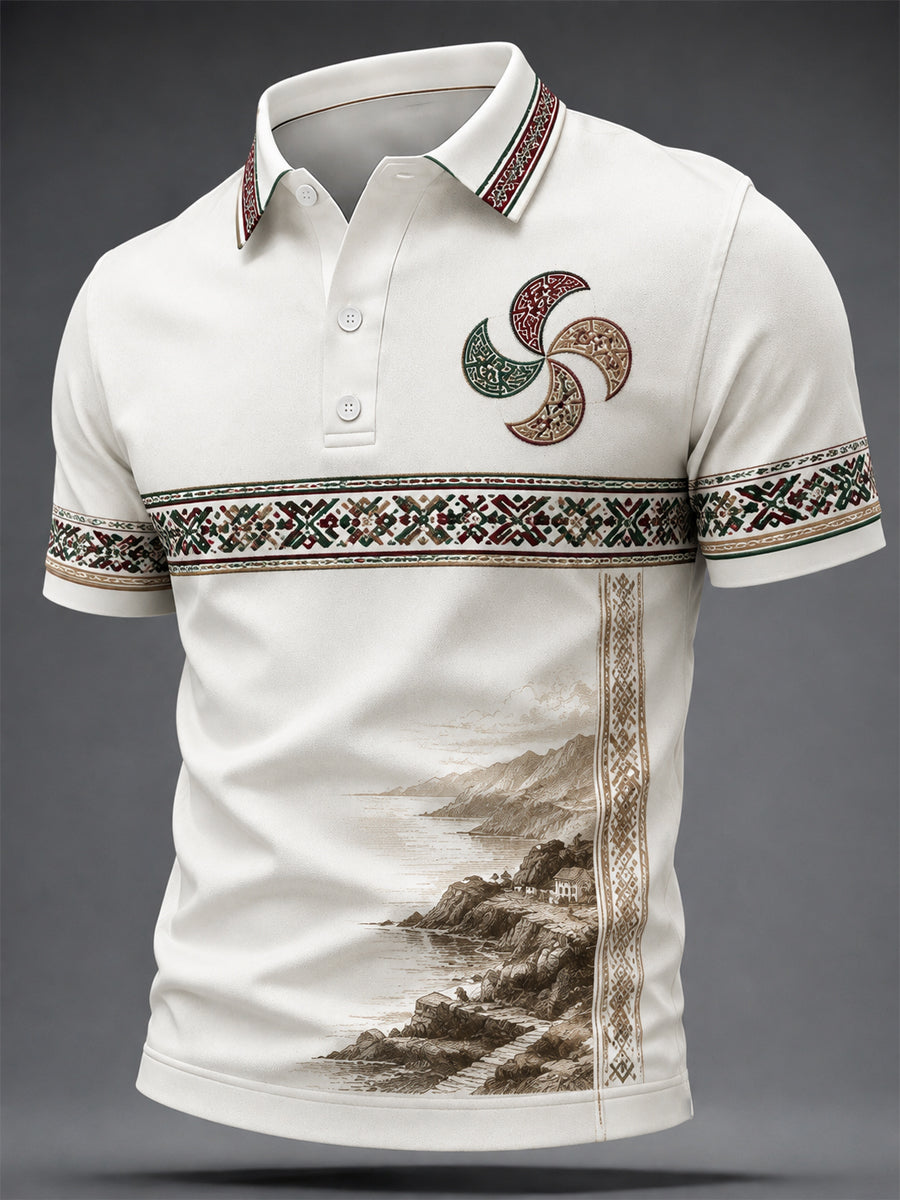 Blusa casual estampada do País Basco para homens