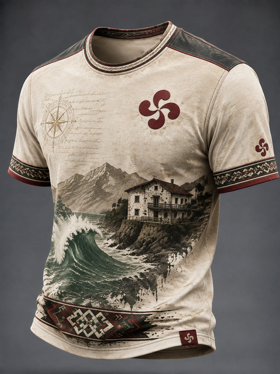 Camiseta estampada masculina do País Basco
