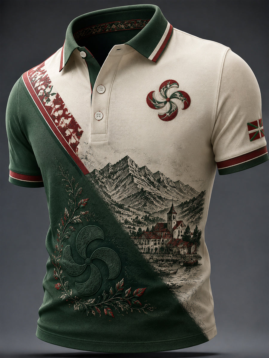 Blusa casual estampada do País Basco para homens