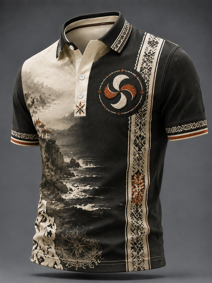 Blusa casual estampada do País Basco para homens