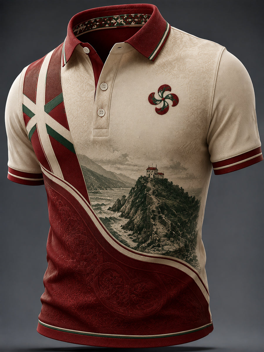 Blusa casual estampada do País Basco para homens