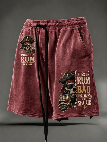 Shorts masculinos "Corre em rum, más decisões e ar do mar"
