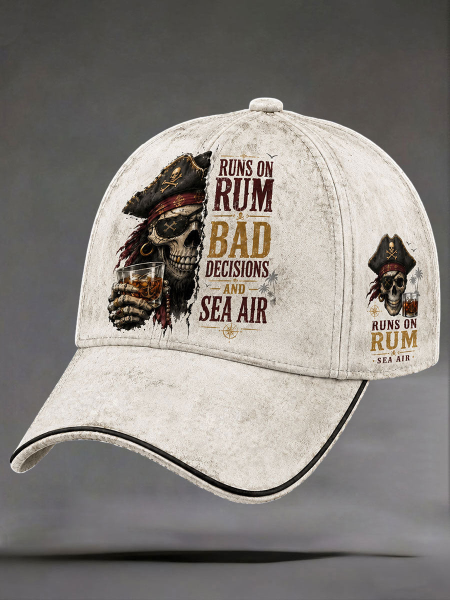 "Funciona com rum, más decisões e ar do mar" Unisex Vintage Hats