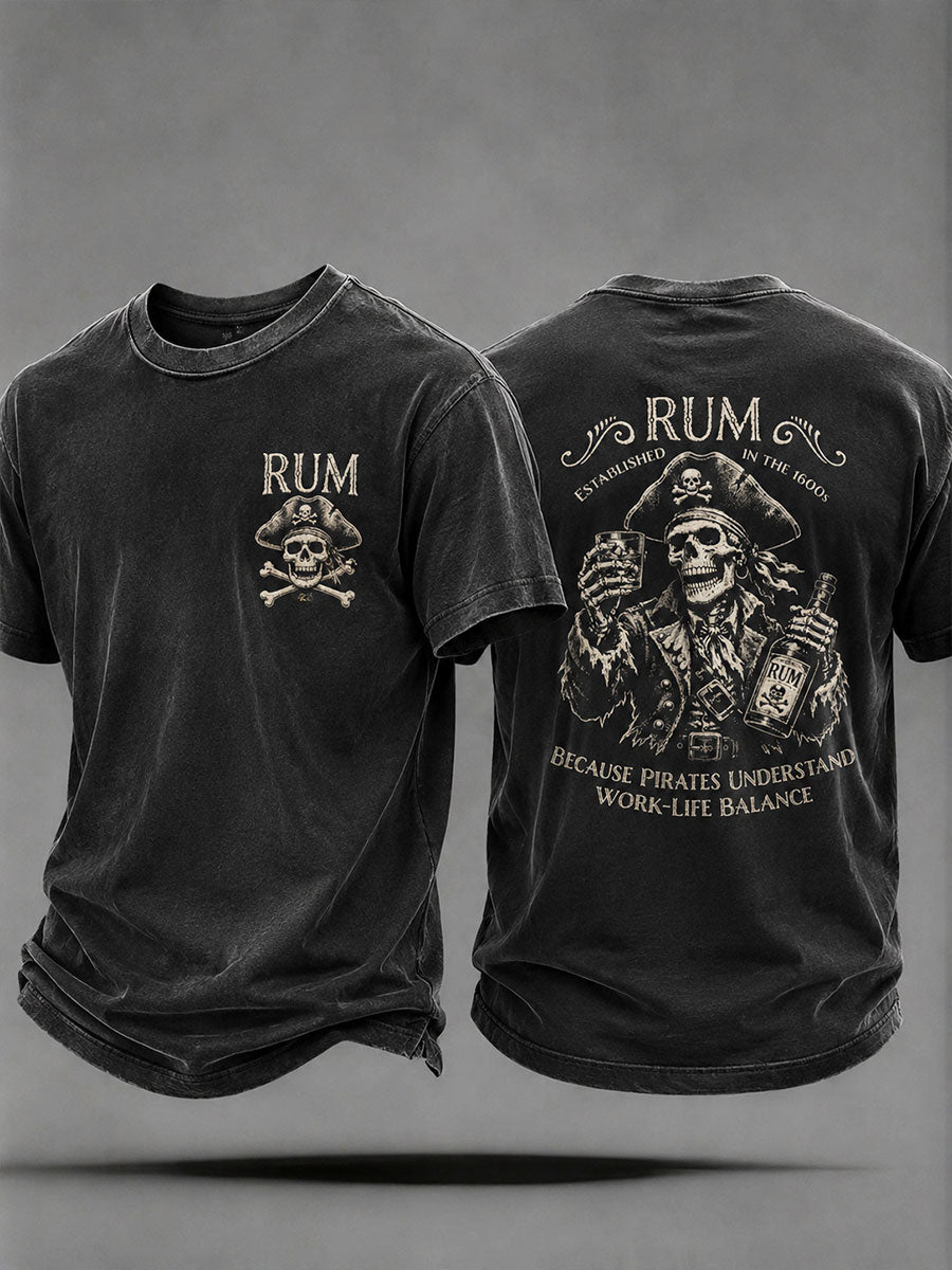 Homens "Porque os piratas entendem o equilíbrio entre vida profissional e vida" Fun Pirate Rum Casual Unisex T-shirt