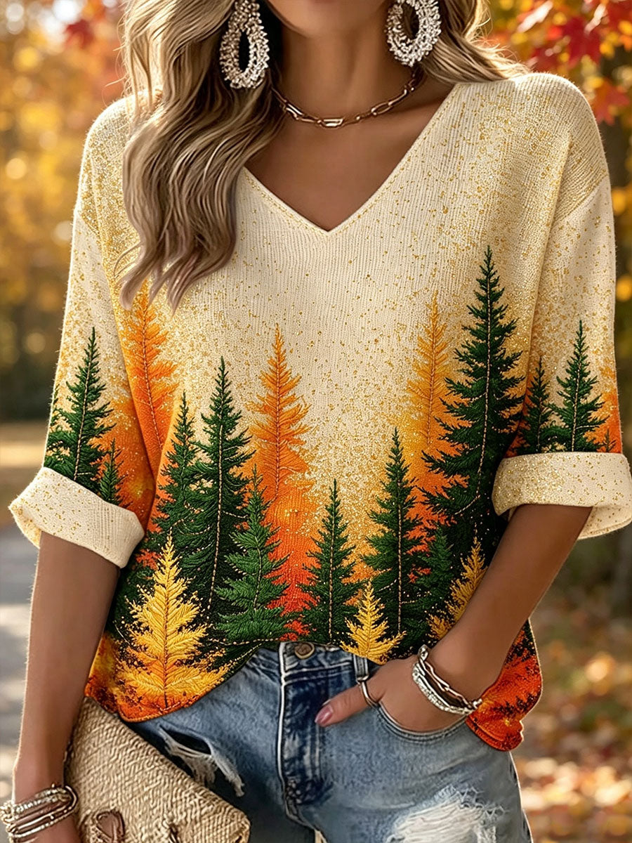 T-shirt feminina Autumn Forest Waffle