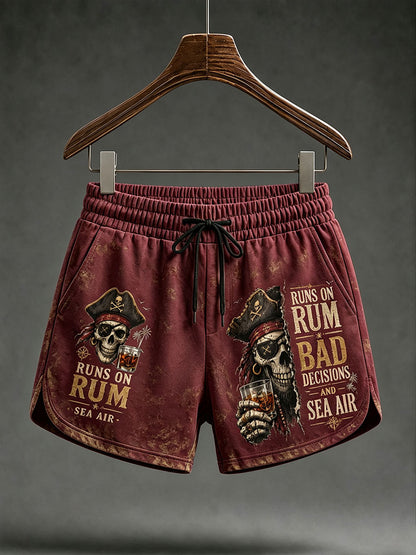 Shorts femininos "Corre a Rum, Bad Decisions e Sea Air"