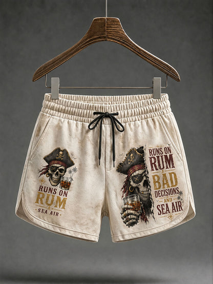 Shorts femininos "Corre a Rum, Bad Decisions e Sea Air"