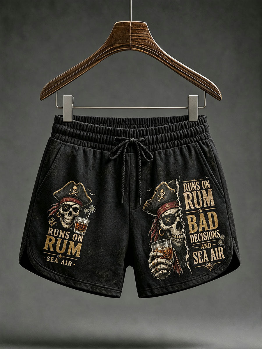 Shorts femininos "Corre a Rum, Bad Decisions e Sea Air"