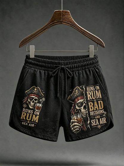 Shorts femininos "Corre a Rum, Bad Decisions e Sea Air"