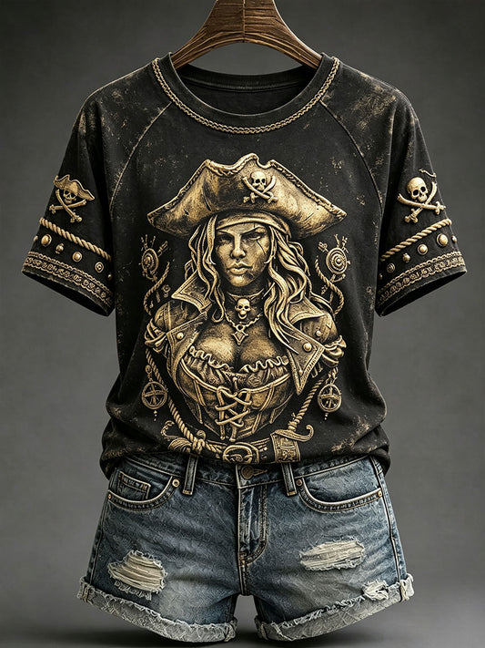 Camisetas femininas do pirata Vintage