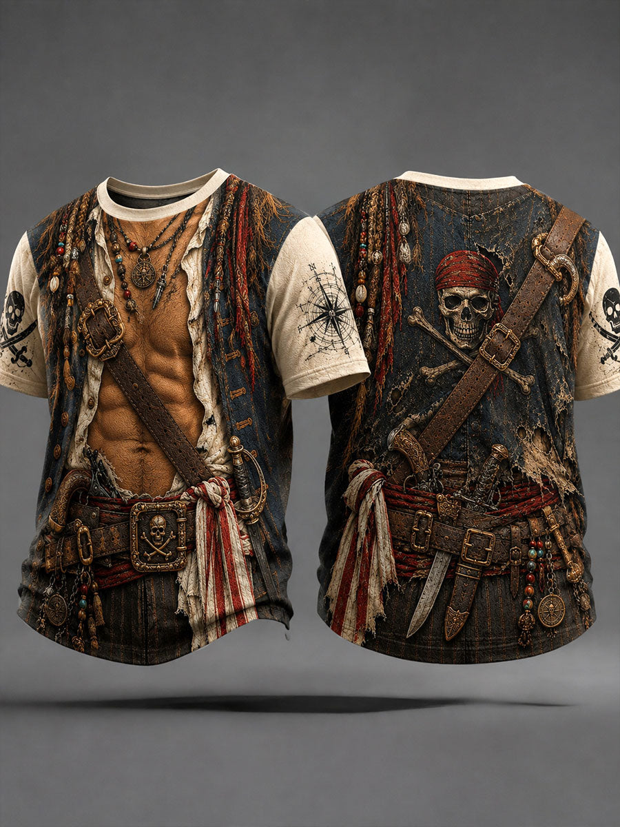 Camisetas estampadas de pirata masculinas