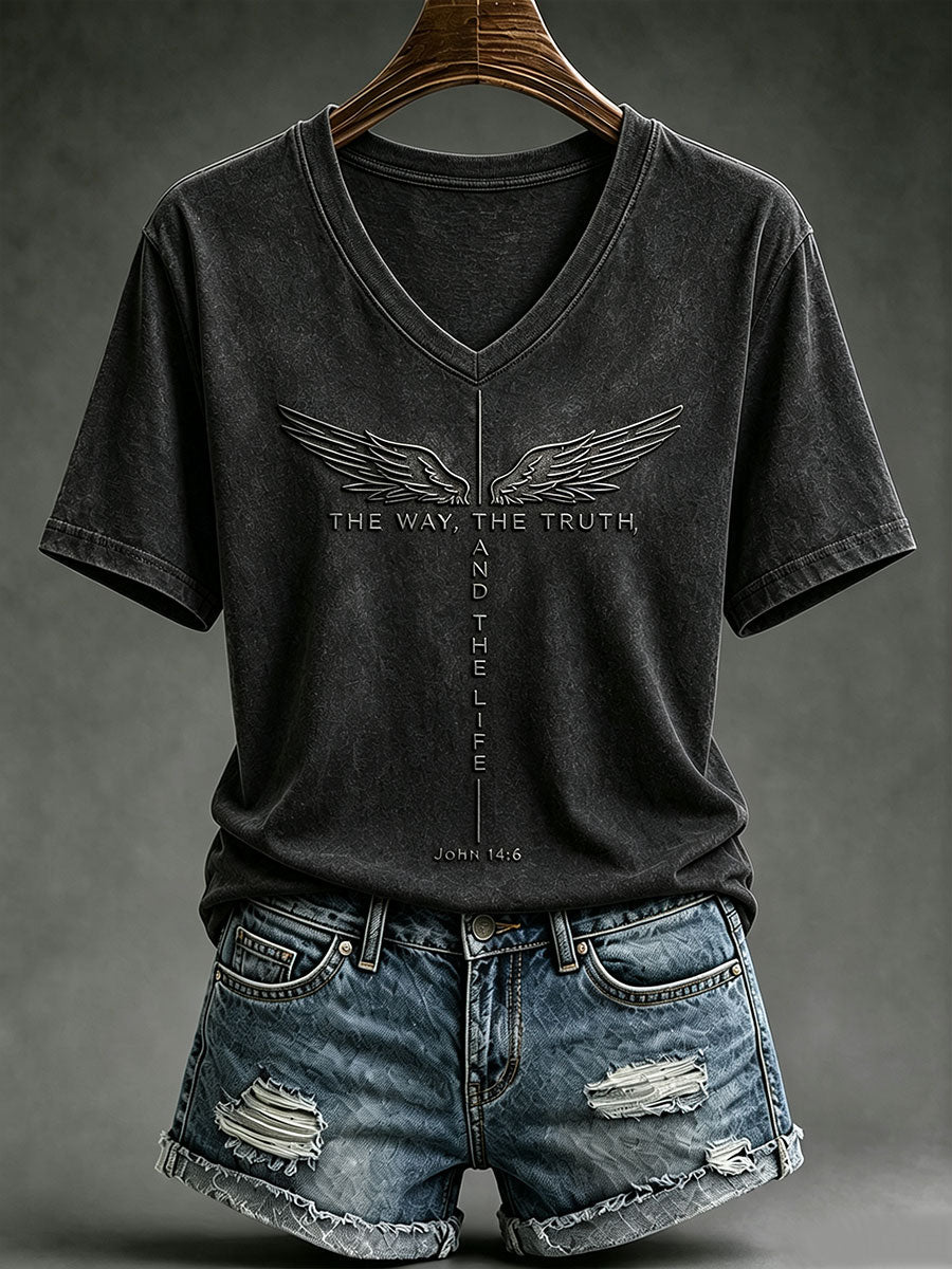 Camiseta de manga curta feminina The Way The Truth The Life