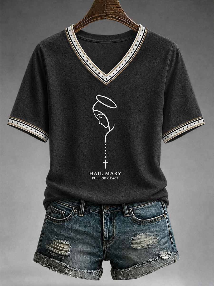 T-shirt Feminina Ave Maria Cheia De Graça
