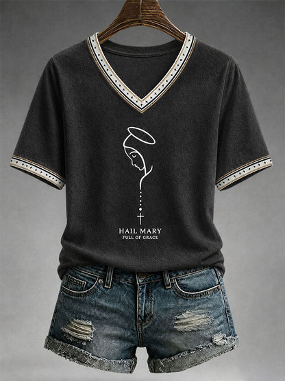 T-shirt Feminina Ave Maria Cheia De Graça