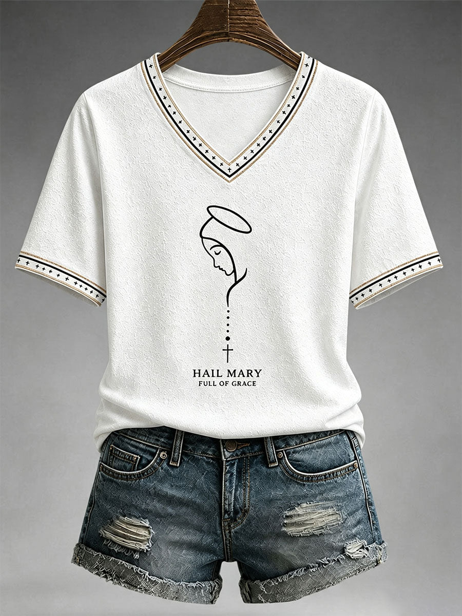 T-shirt Feminina Ave Maria Cheia De Graça