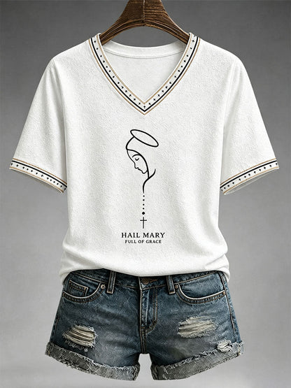 T-shirt Feminina Ave Maria Cheia De Graça