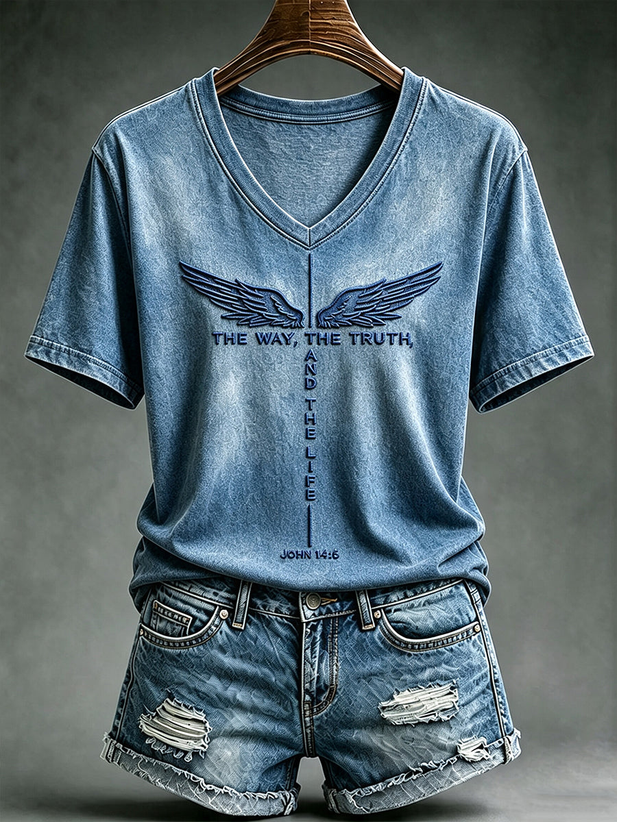 Camiseta de manga curta feminina The Way The Truth The Life