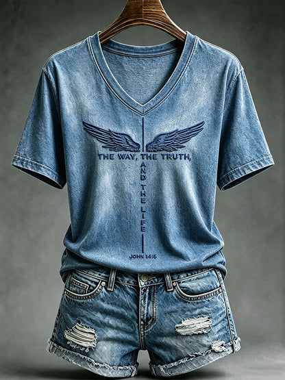 Camiseta de manga curta feminina The Way The Truth The Life