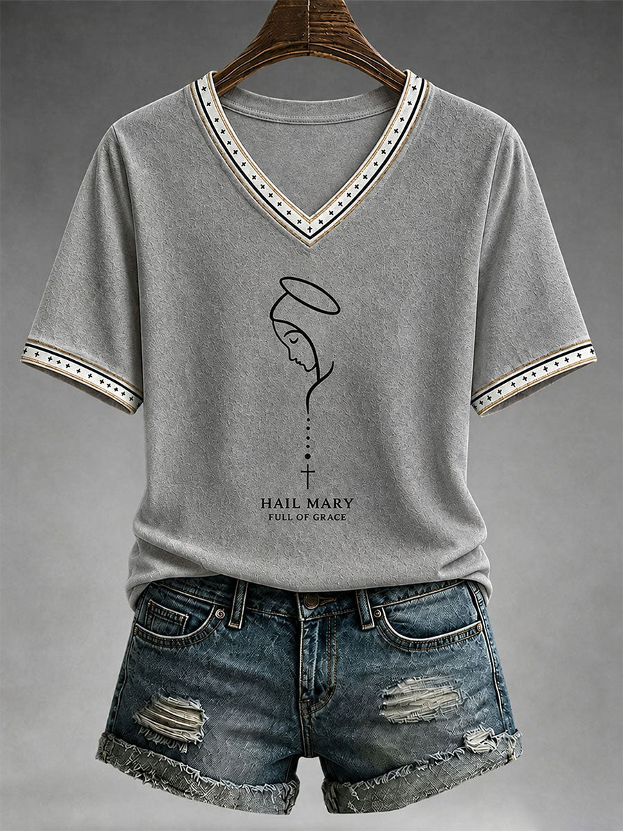 T-shirt Feminina Ave Maria Cheia De Graça