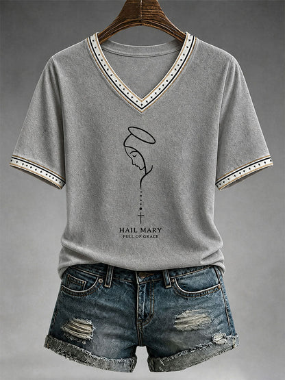 T-shirt Feminina Ave Maria Cheia De Graça