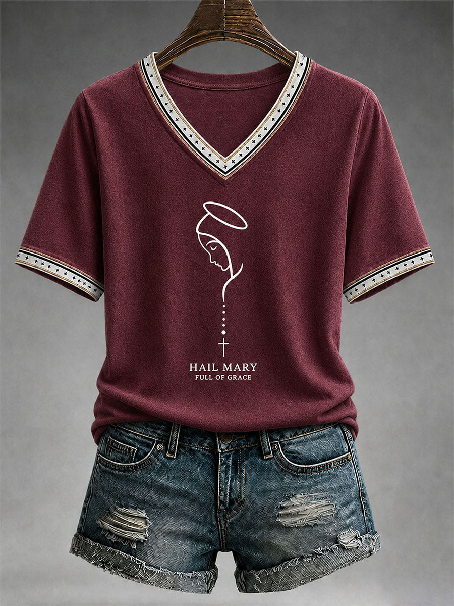 T-shirt Feminina Ave Maria Cheia De Graça