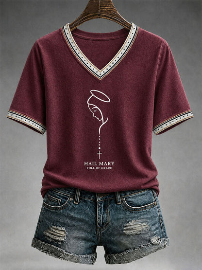 T-shirt Feminina Ave Maria Cheia De Graça