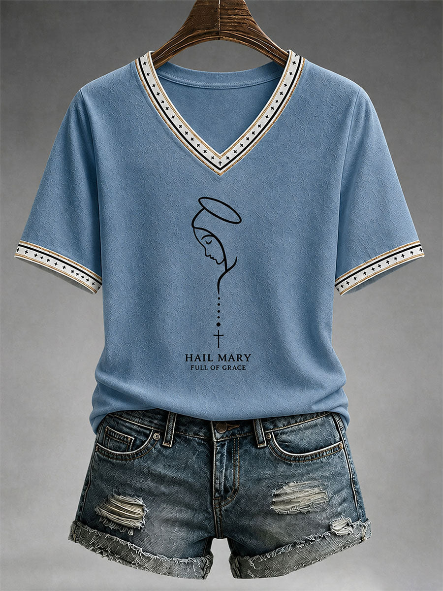 T-shirt Feminina Ave Maria Cheia De Graça