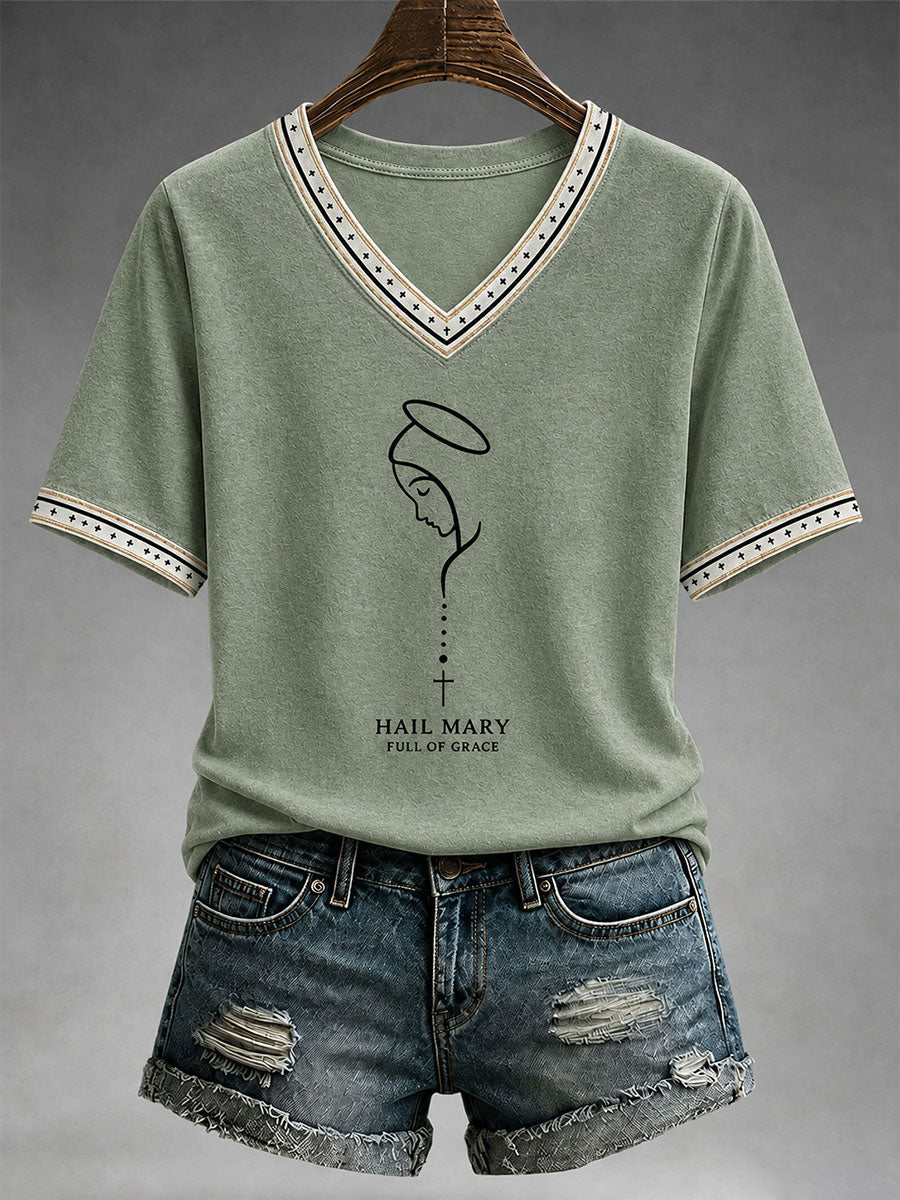T-shirt Feminina Ave Maria Cheia De Graça