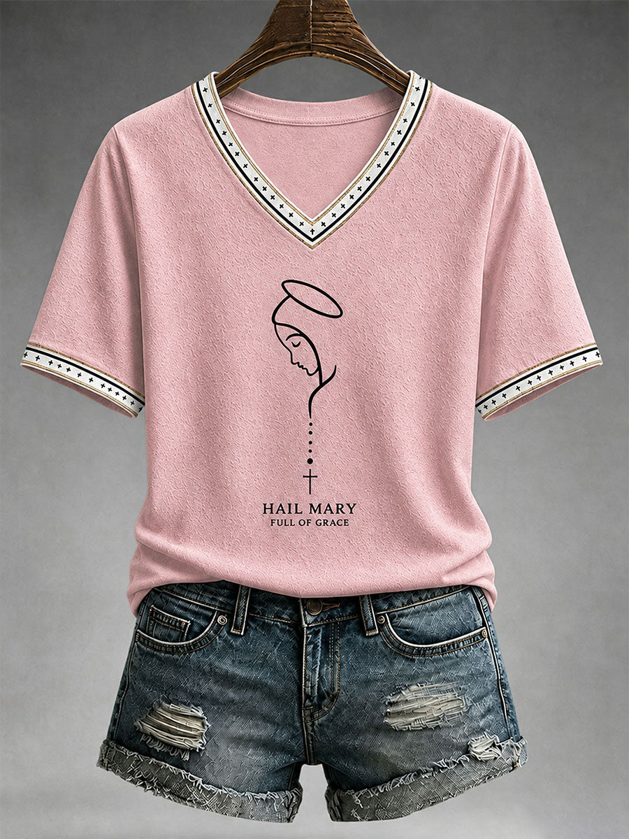 T-shirt Feminina Ave Maria Cheia De Graça