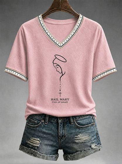 T-shirt Feminina Ave Maria Cheia De Graça