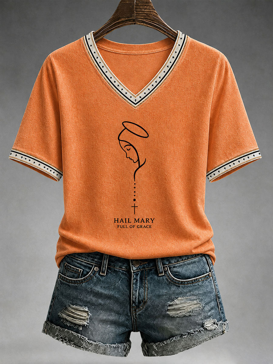 T-shirt Feminina Ave Maria Cheia De Graça