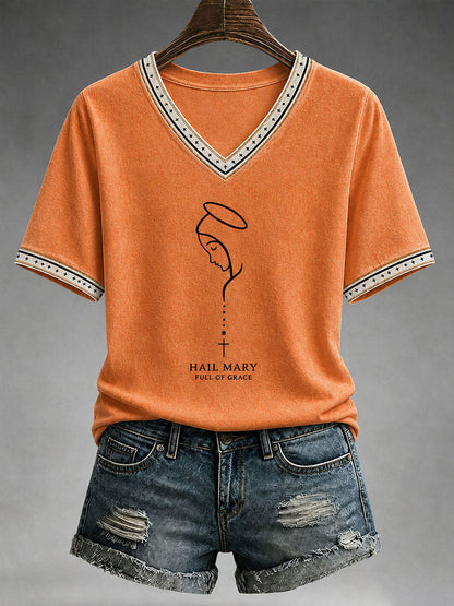 T-shirt Feminina Ave Maria Cheia De Graça