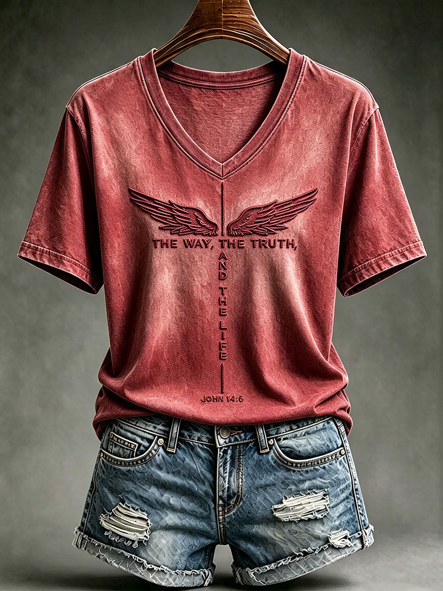 Camiseta de manga curta feminina The Way The Truth The Life
