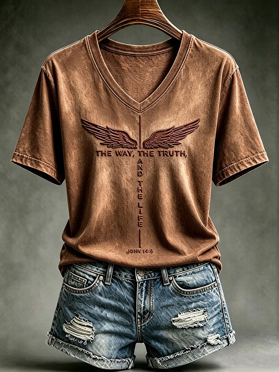 Camiseta de manga curta feminina The Way The Truth The Life